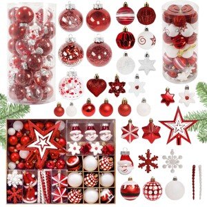 Sada vánočních ozdob na stromeček Red Santa 149 ks červená/bílá