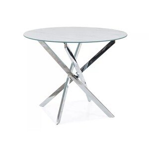 Jídelní stůl Agis 90 cm bílý mramor/chrom