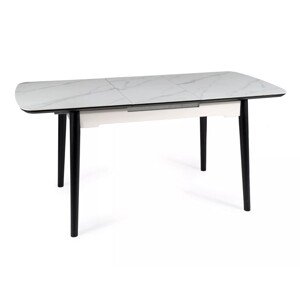 Rozkládací jídelní stůl Apollo 120/160 cm bílý mramor/černý