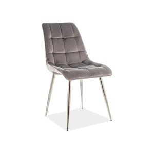 Čalouněná jídelní židle Chic Chrom Velvet šedá