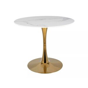 Kulatý jídelní stůl Espero 90 cm bílý/zlatý