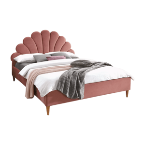 Dvoulůžková čalouněná postel Santana Velvet 160x200 růžová