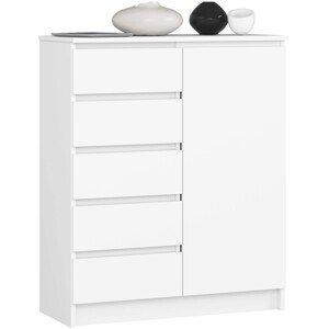 Komoda JERRY 80 cm 1 dveře 5 zásuvek bílá