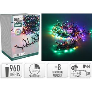 Vánoční LED světelný řetěz s časovačem BOCCO 12,4 m vícebarevný