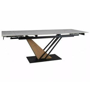 Rozkládací jídelní stůl Genesis 160/220 cm bílý mramor/dub přírodní