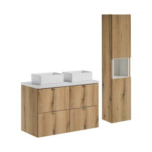 Koupelnová sestava Nova Oak s deskou a skříňkami 100 cm dub evoke/bílá