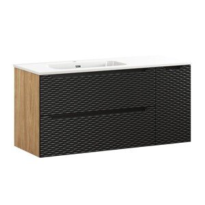Závěsná skříňka Ocean Go se zápustným umyvadlem 120 cm černá/dub olejovaný