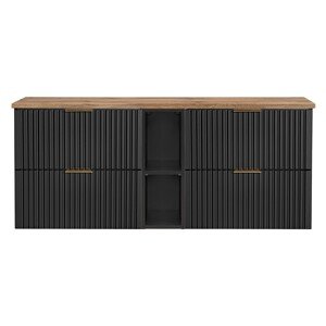 Závěsná skříňka pod umyvadlo Casad s deskou 140 cm dub wotan/černá