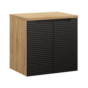 Závěsná skříňka pod umyvadlo Luxor Black II s deskou 60 cm černá/dub olejovaný