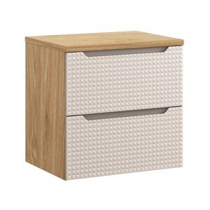 Závěsná skříňka pod umyvadlo Luxor Beige s deskou 60 cm béžová/dub olejovaný