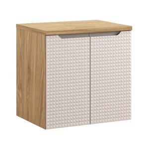 Závěsná skříňka pod umyvadlo Luxor Beige I s deskou 60 cm béžová/dub olejovaný