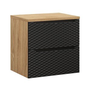 Závěsná skříňka Ocean s deskou 60 cm černá/dub olejovaný