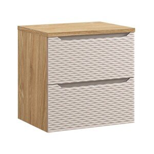 Závěsná skříňka pod umyvadlo Ocean s deskou 60 cm béžová/dub olejovaný