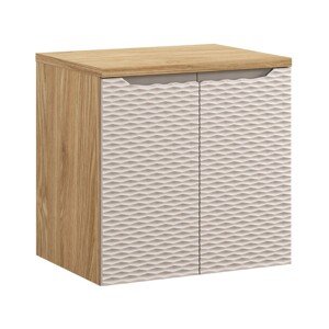Závěsná skříňka pod umyvadlo Ocean II s deskou 60 cm béžová/dub olejovaný