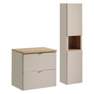 Koupelnová sestava Viva Cashmere I s deskou a skříňkami 60 cm kašmírová/dub artisan