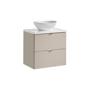 Závěsná skříňka Viva Cashmere Lola s deskou a umyvadlem 60 cm kašmírová/bílá