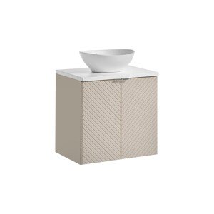 Závěsná skříňka Viva Cashmere Lola II s deskou a umyvadlem 60 cm kašmírová/bílá