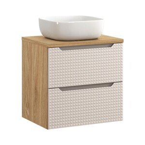 Závěsná skříňka Luxor Beige Smile I s deskou a umyvadlem 60 cm béžová/dub olejovaný