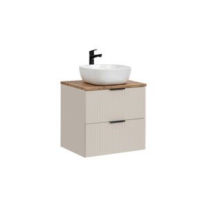 Závěsná skříňka Adele Cashmere Smile s deskou a umyvadlem 60 cm kašmírová/dub evoke