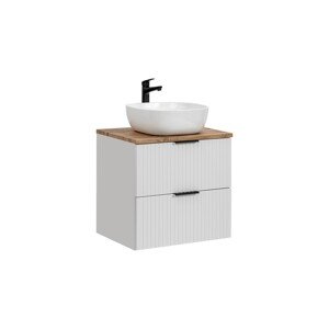 Závěsná skříňka Casad Smile s deskou a umyvadlem 60 cm bílá/dub wotan