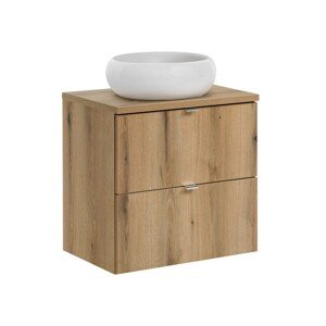 Závěsná skříňka Nova Oak Wiki s deskou a umyvadlem 60 cm dub evoke