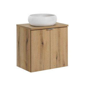 Závěsná skříňka Nova Oak Wiki II s deskou a umyvadlem 60 cm dub evoke