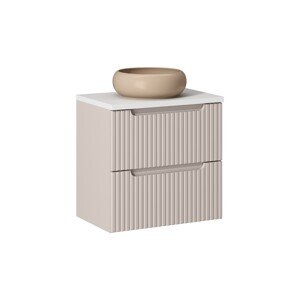 Závěsná skříňka Nova Cashmere Wiki II s deskou a umyvadlem 60 cm kašmírová/bílá