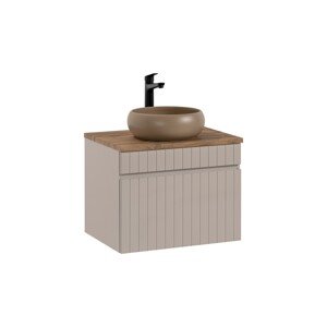 Závěsná skříňka Iconic Wiki s deskou a umyvadlem 60 cm kašmírová/dub coast evoke