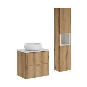 Koupelnová sestava Nova Oak I s deskou, umyvadlem a skříňkami 60 cm dub evoke/bílá