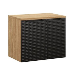 Závěsná skříňka pod umyvadlo Luxor Black s deskou 70 cm černá/dub olejovaný