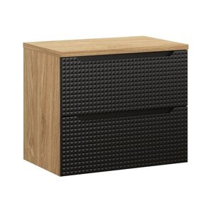 Závěsná skříňka pod umyvadlo Luxor Black s deskou 70 cm dub olejovaný/černá
