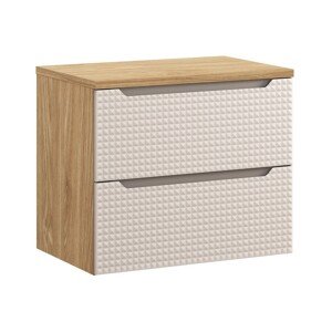 Závěsná skříňka pod umyvadlo Luxor Beige s deskou 70 cm dub olejovaný/béžová