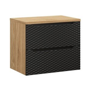 Závěsná skříňka Ocean s deskou 70 cm černá/dub olejovaný