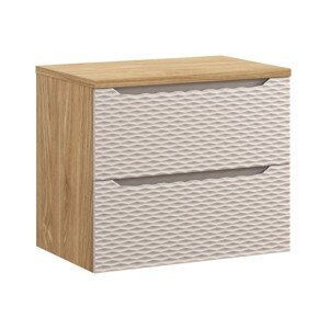 Závěsná skříňka Ocean s deskou 70 cm béžová/dub olejovaný