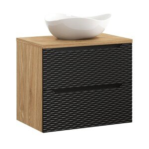 Závěsná skříňka Ocean Cloud I s deskou a umyvadlem 70 cm černá/dub olejovaný