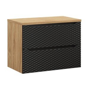 Závěsná umyvadlová skříňka Ocean s deskou 80 cm černá/dub olejovaný