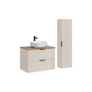Koupelnová sestava Adele Cashmere s deskou, umyvadlem a skříňkami 80 cm kašmírová/dub wotan