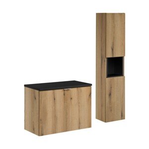 Koupelnová sestava Nova Oak II s deskou a skříňkami 80 cm dub evoke/černá