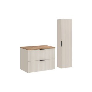 Koupelnová sestava Adele Cashmere s deskou a skříňkami 80 cm kašmírová/dub wotan