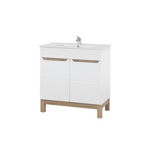 Umyvadlová skříňka Bali White I se zápustným umyvadlem 80 cm bílá/dub wotan