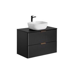Závěsná skříňka Casad II s deskou a umyvadlem 80 cm černá