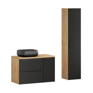 Koupelnová sestava Ocean 90 cm s umyvadlem a skříňkami černá/dub olejovaný