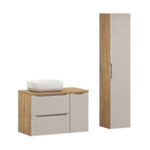 Koupelnová sestava Ocean 90 cm s umyvadlem a skříňkami béžová/dub olejovaný