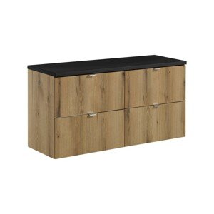 Závěsná skříňka pod umyvadlo Nova Oak s deskou 120 cm dub evoke/černá