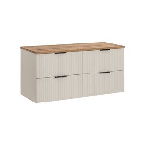 Závěsná skříňka Adele Cashmere s deskou 120 cm kašmírová/dub wotan