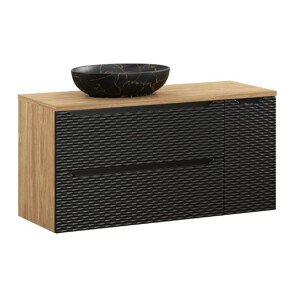 Závěsná skříňka Ocean s umyvadlem 120 cm černá/dub olejovaný