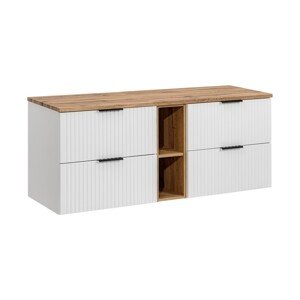 Závěsná skříňka pod umyvadlo Casad s deskou 140 cm bílá/dub wotan