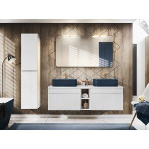 Koupelnová sestava Iconic s deskou, umyvadly, zrcadlem a skříňkami 140 cm bílá