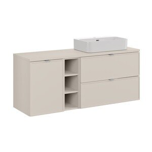 Závěsná skříňka Bella Cashmere Trust s deskou a umyvadlem 140 cm kašmírová