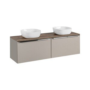 Závěsná skříňka SantaFe Smile s deskou a umyvadly 160 cm taupe/dub santa fe vintage
